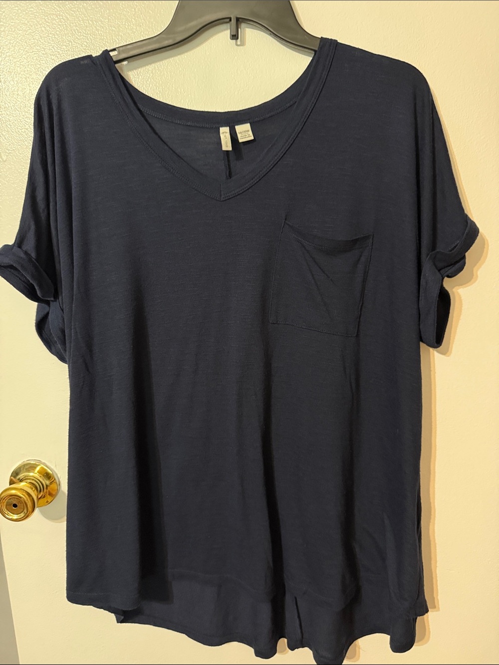 Cato Navy V-Neck Short Sleeve Pocket Tee